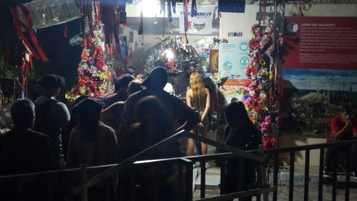 Line up to pay respects at the shrine