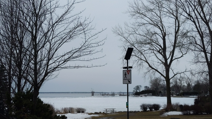 Ice on the lake outside of Montreal